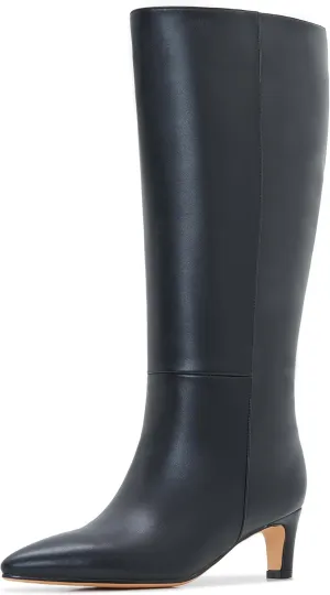 Kitten Heel Boots For Women Knee High Boots Low Heels Wide Calf Pointed Toe Stiletto