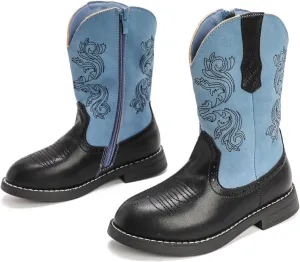 kkdom Boys Girls Cowgirl Cowboy Western Boots Mid Calf Horseback Riding Boots