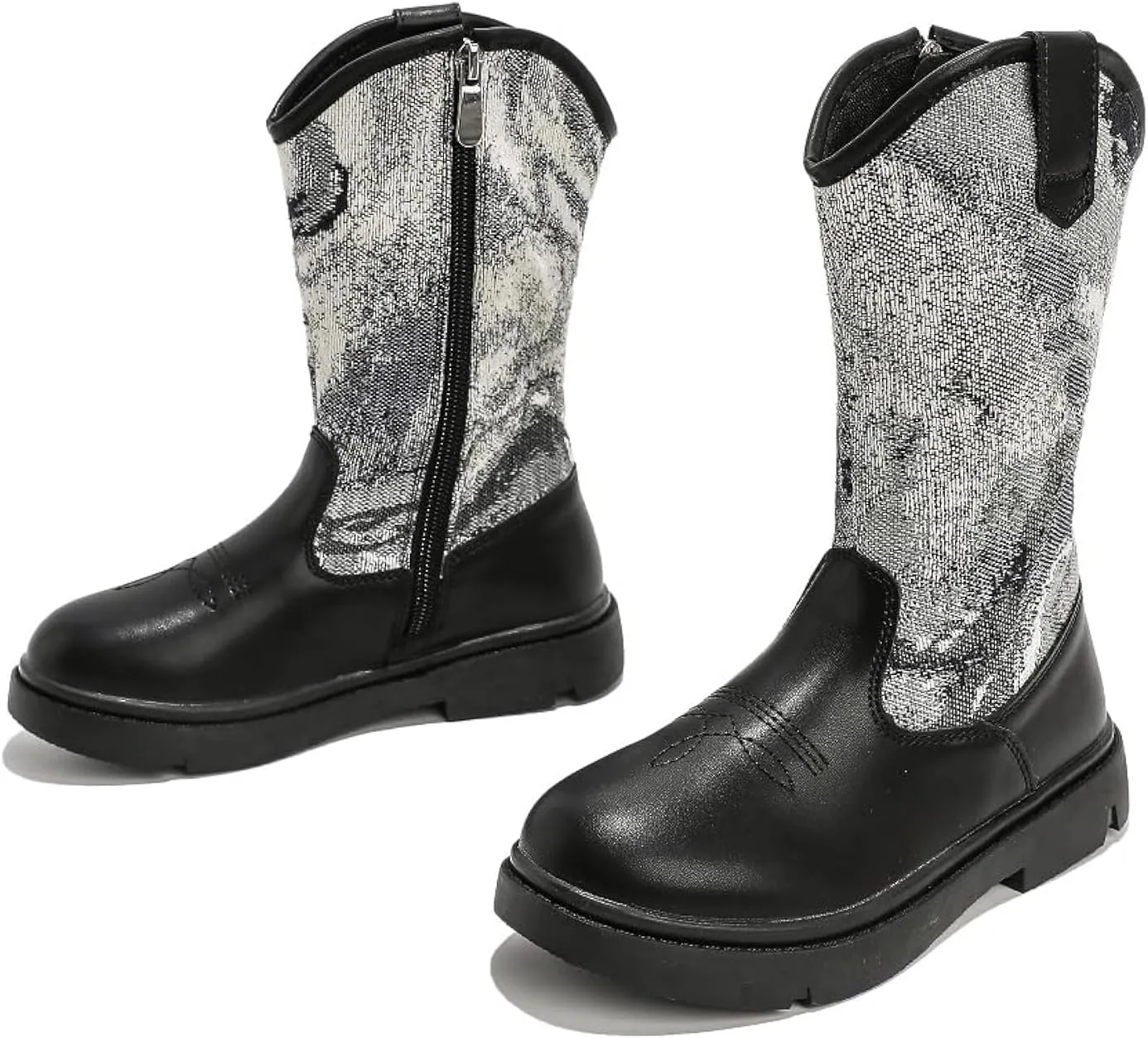 kkdom Boys Girls Cowgirl Cowboy Western Boots Mid Calf Horseback Riding Boots