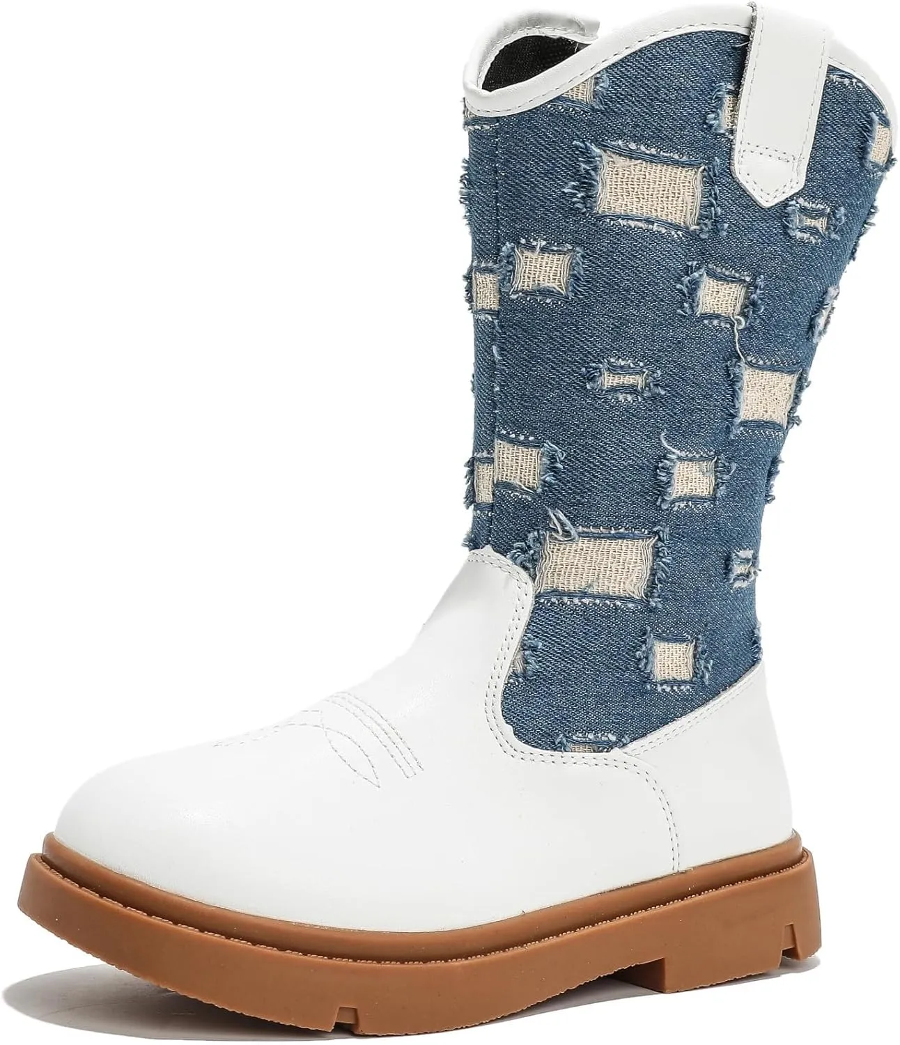 kkdom Boys Girls Cowgirl Cowboy Western Boots Mid Calf Horseback Riding Boots