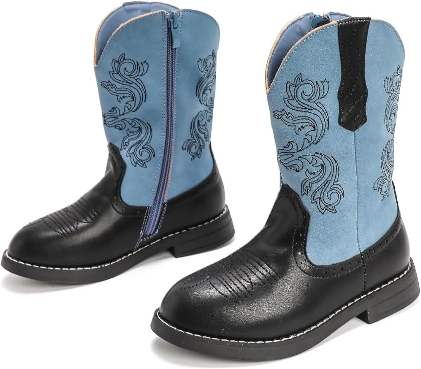 kkdom Boys Girls Cowgirl Cowboy Western Boots Mid Calf Horseback Riding Boots