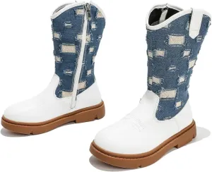 kkdom Boys Girls Cowgirl Cowboy Western Boots Mid Calf Horseback Riding Boots