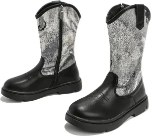 kkdom Boys Girls Cowgirl Cowboy Western Boots Mid Calf Horseback Riding Boots