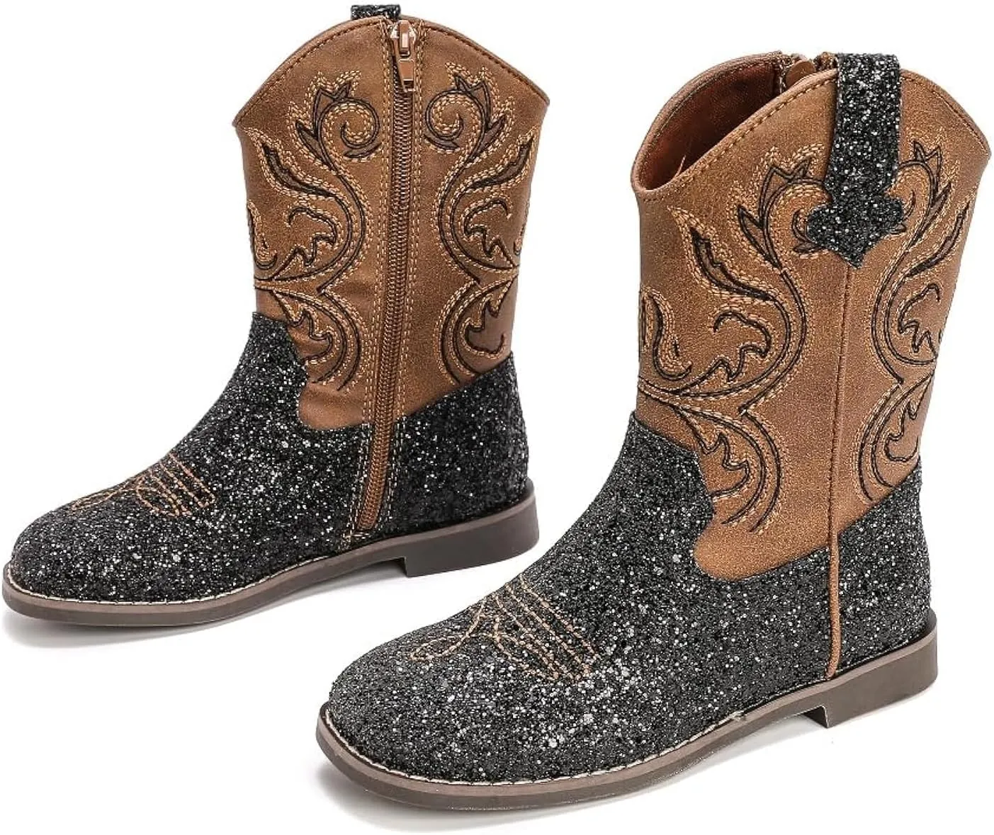 kkdom Cowgirl Boots Cowboy Boots For Girls Boys Kids Fashion Glitter Square Toe Western Boots