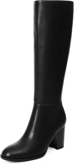Knee High Boots for Women Round Toe Block Heel Tall Boots Womens Fall Fashion Long Boots