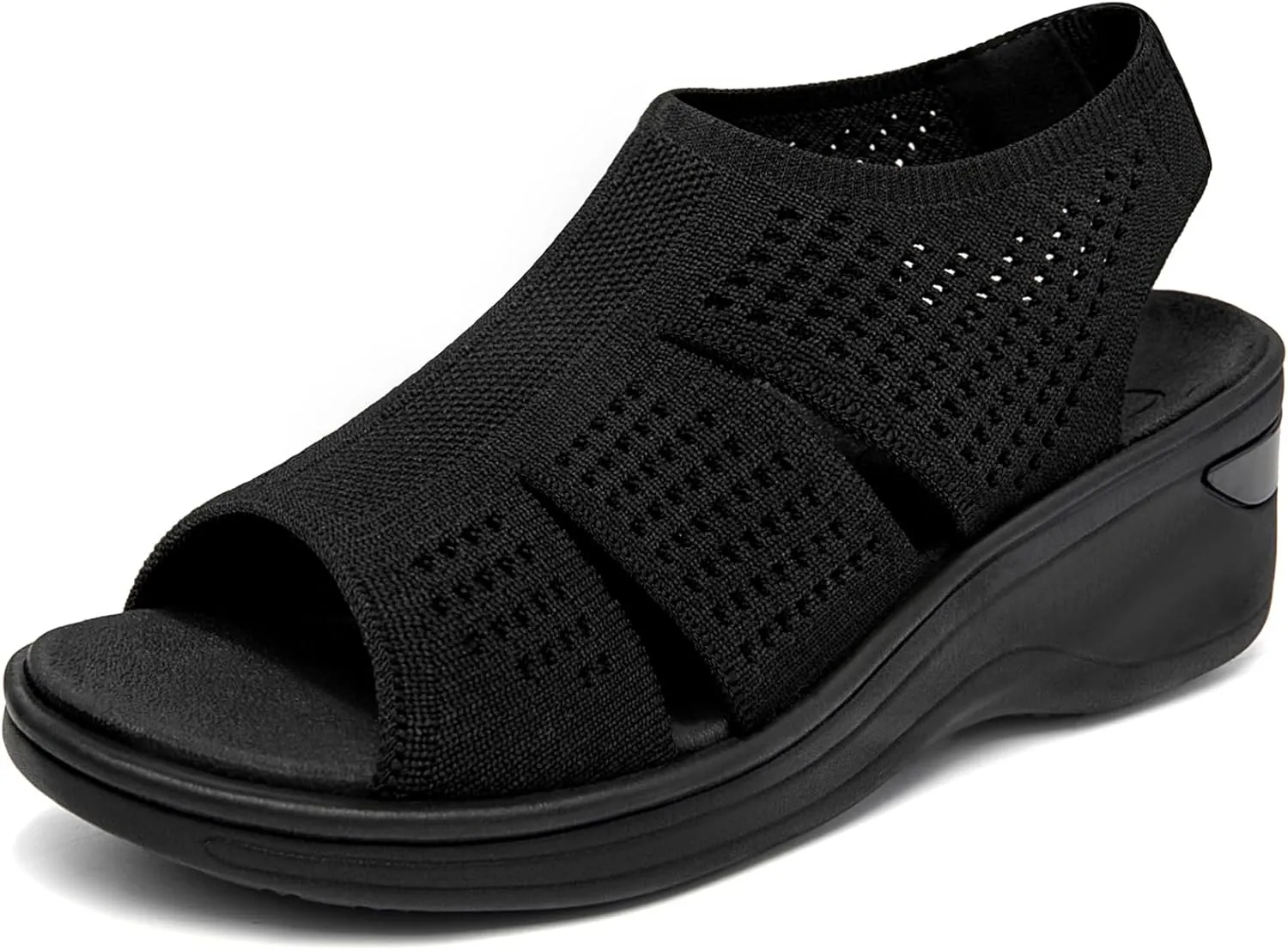 KOIMED Women's Comfortable Platform Walking Sandals With Memory Foam Open Toe Lightweight Breathable Soft Mesh Washable For Summer Travel Casual Beach Outdoor Sport
