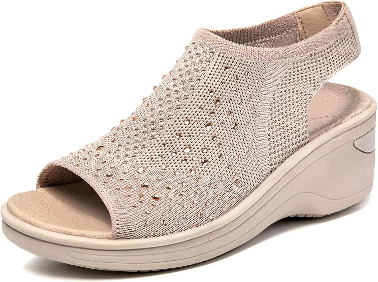 KOIMED Women's Comfortable Platform Walking Sandals With Memory Foam Open Toe Lightweight Breathable Soft Mesh Washable For Summer Travel Casual Beach Outdoor Sport