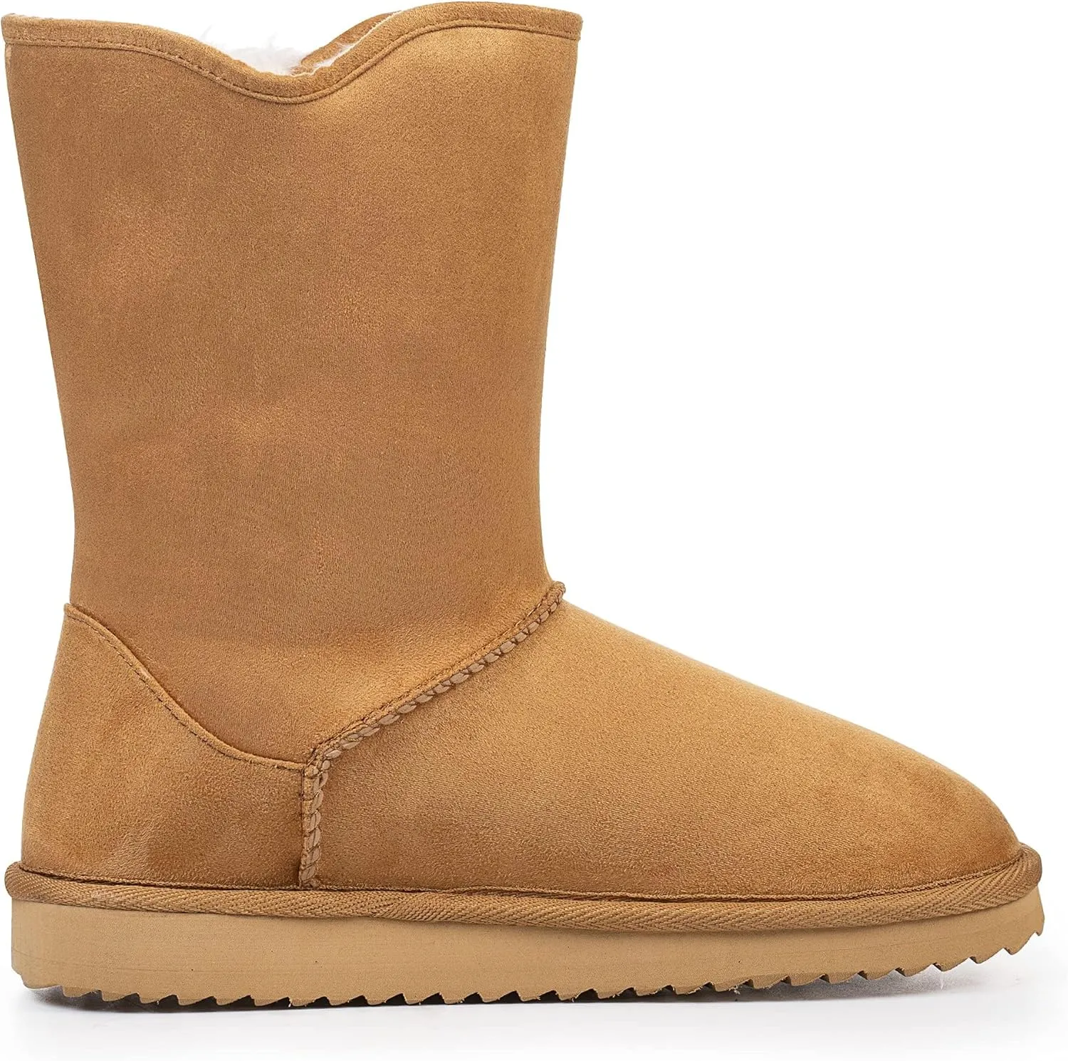 KRABOR Womens Suede Snow Boots Mid-Calf Winter Shoes with Side Bows
