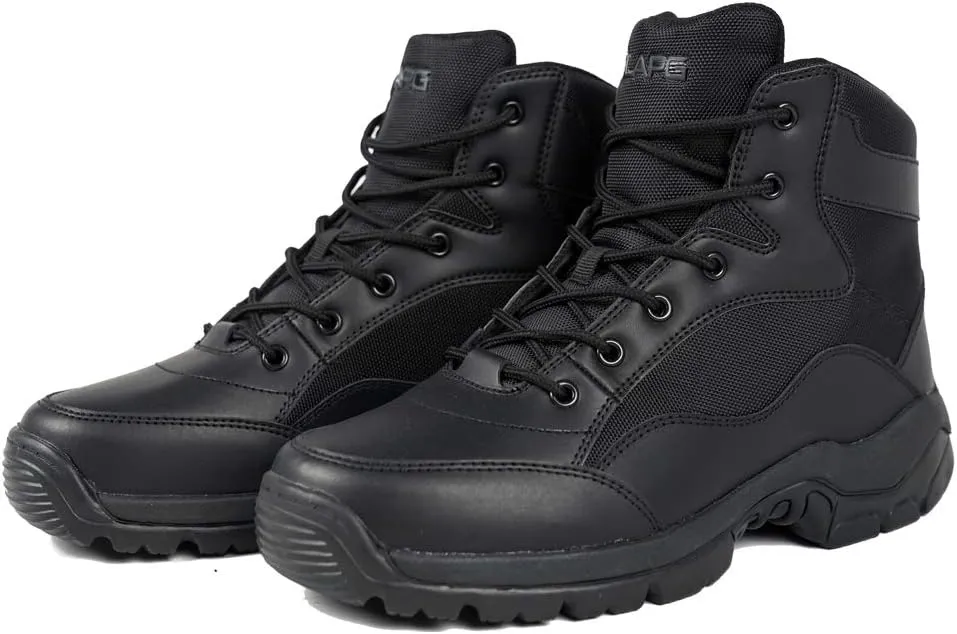 LAPG BFD Core Men's Black Tactical Boots, 6 Inch Full Grain Leather Duty Boots, Work Hiking Combat Boots for Men