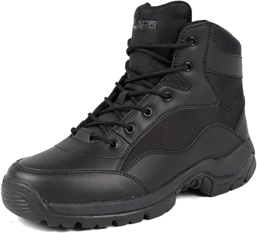 LAPG BFD Core Men's Black Tactical Boots, 6 Inch Full Grain Leather Duty Boots, Work Hiking Combat Boots for Men