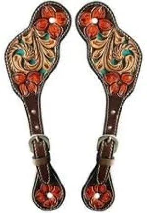 Leather Western Horse Spur Straps Handmade Genuine Tooled for Horse Riders Set of 2 Single Boots Equipment for Men-Women Craft Hardware Buckle TACK Basket Sport Equestrian Horse Spurs for Riding,SPR31