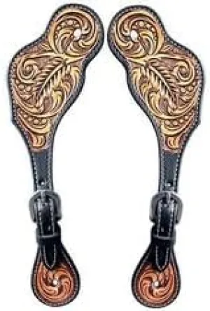 Leather Western Horse Spur Straps Handmade Genuine Tooled for Horse Riders Set of 2 Single Boots Equipment for Men-Women Craft Hardware Buckle TACK Basket Sport Equestrian Horse Spurs for Riding,SPR45