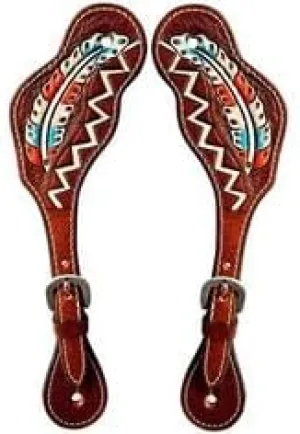 Leather Western Horse Spur Straps Handmade Genuine Tooled for Horse Riders Set of 2 Single Boots Equipment for Men-Women Craft Hardware Buckle TACK Basket Sport Equestrian Horse Spurs for Riding,SPR55