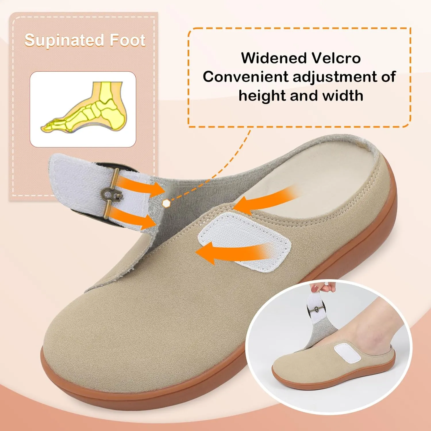 LeIsfIt Womens Wide Clogs Adjustable Diabetic Mules Slip on Clog Slippers for Swollen Edema Feet Wide Width Mules Potato Shoes