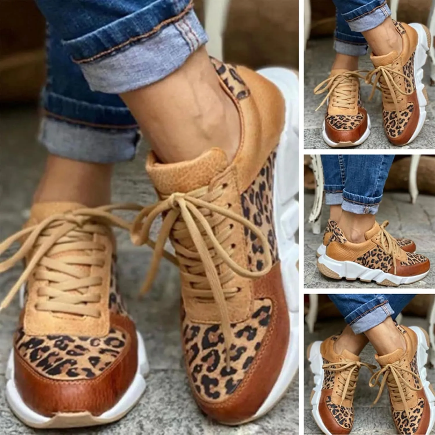 Leopard Print Orthopedic Sneakers,Orthopedic Arch Support Walking Shoes,Orthotic Fashion Sneakers