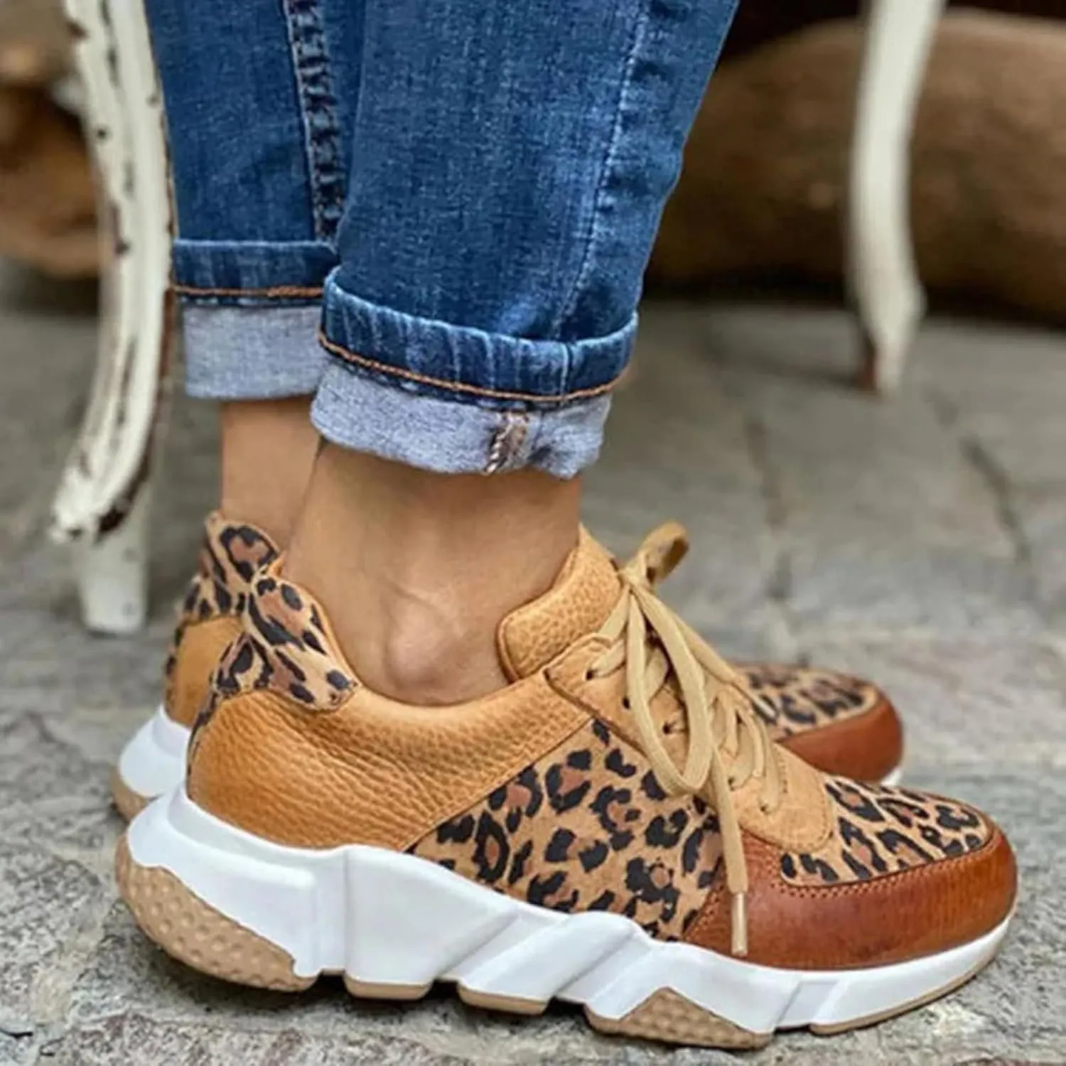 Leopard Print Orthopedic Sneakers,Orthopedic Arch Support Walking Shoes,Orthotic Fashion Sneakers