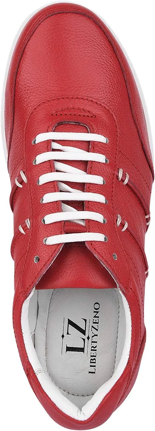 LIBERTYZENO Mens Genuine Leather Adults Cushioned Casual Lace Up Shoes for Prom Graduation
