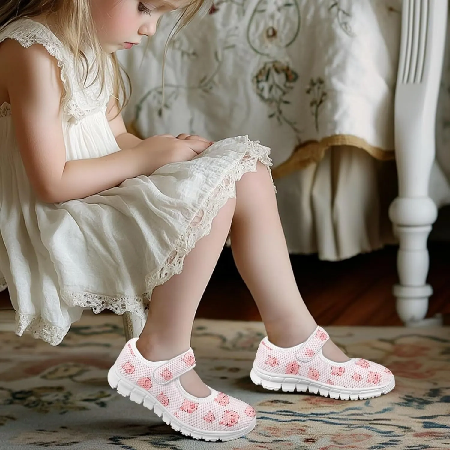 Little Girls Pig Mary Janes Shoes Ballerina Ballet Flats Dress Barefoot Shoe Wedding Party Sandals