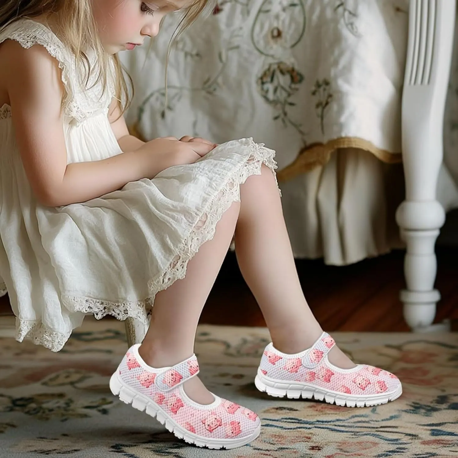 Little Girls Pig Mary Janes Shoes Ballerina Ballet Flats Dress Barefoot Shoe Wedding Party Sandals