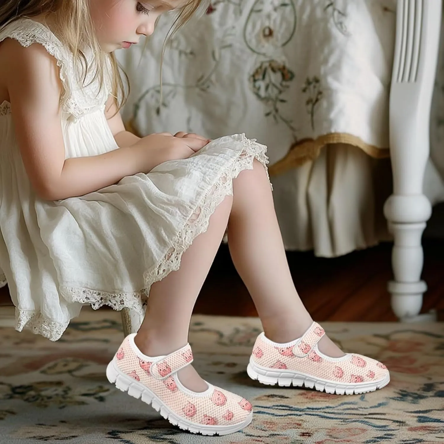 Little Girls Pig Mary Janes Shoes Ballerina Ballet Flats Dress Barefoot Shoe Wedding Party Sandals