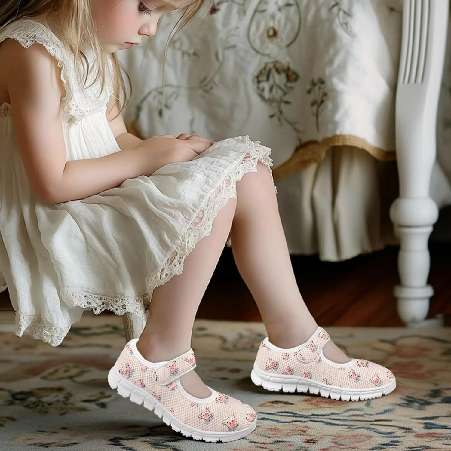 Little Girls Pig Mary Janes Shoes Ballerina Ballet Flats Dress Barefoot Shoe Wedding Party Sandals