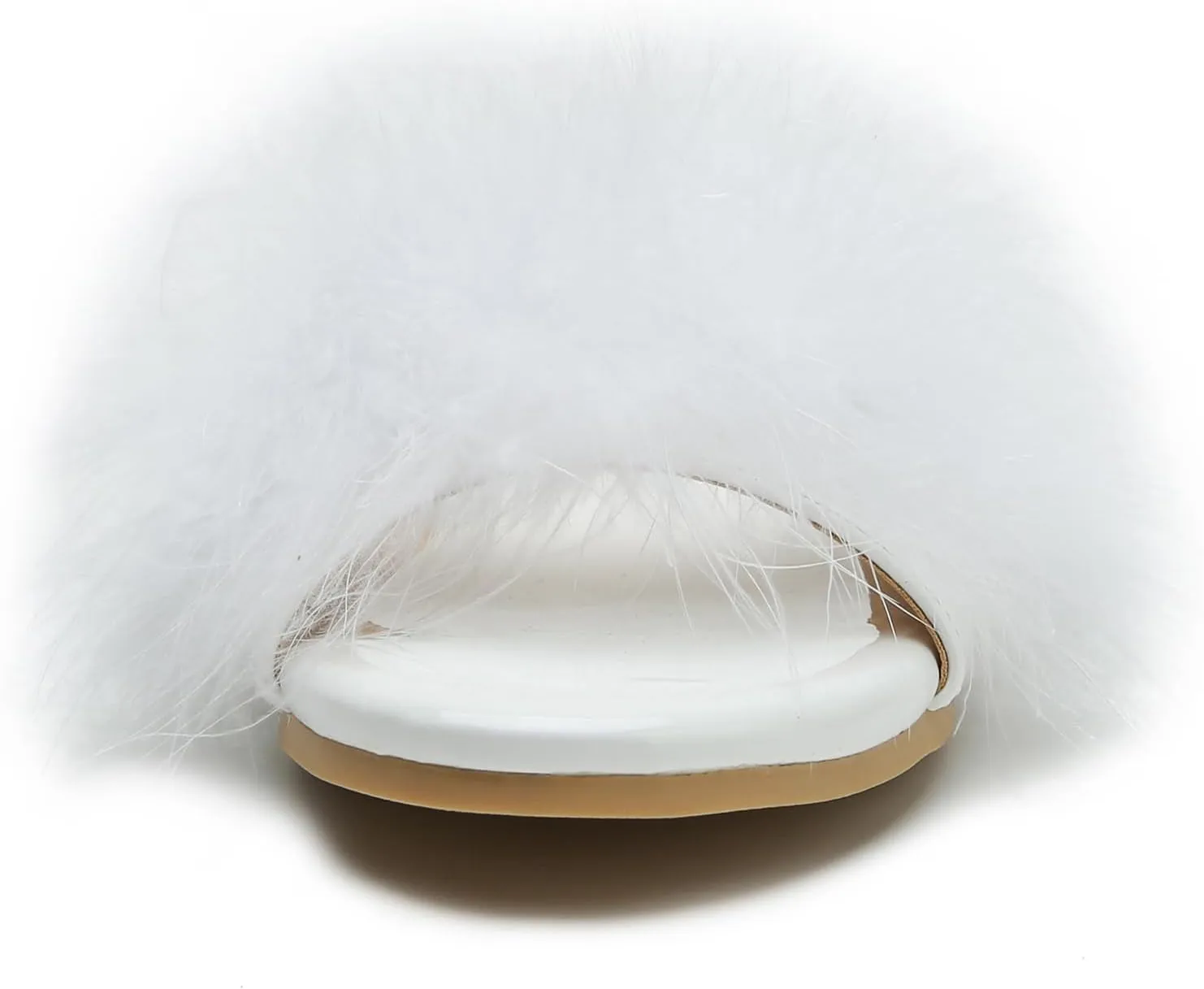LIURUIJIA Women's Fluffy Feather Slippers Fur Slide Flat Sandals Cozy Slip On Stylish Summer Casual Party Indoor Outdoor Flats Shoes
