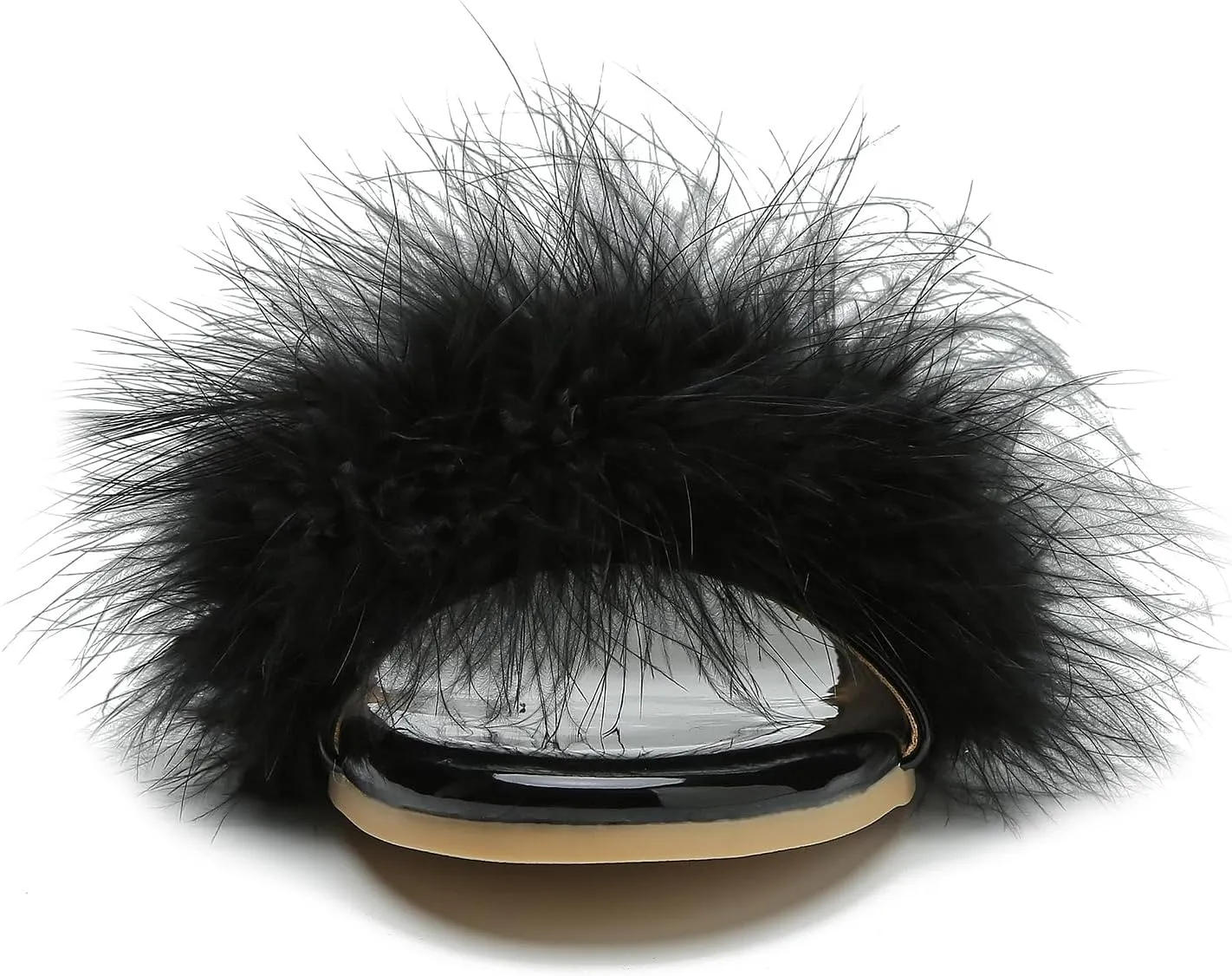LIURUIJIA Women's Fluffy Feather Slippers Fur Slide Flat Sandals Cozy Slip On Stylish Summer Casual Party Indoor Outdoor Flats Shoes