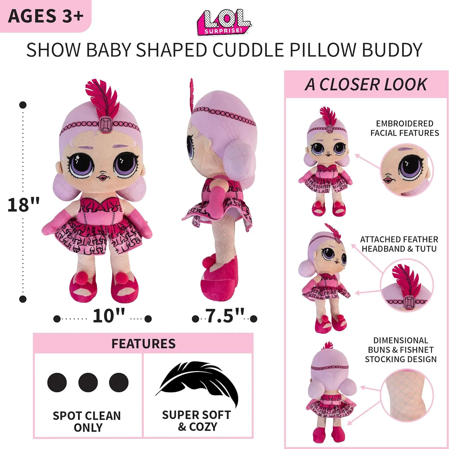 LOL Surprise Show Baby Kids Bedding Super Soft Plush Cuddle Pillow Buddy, One Size, By Franco