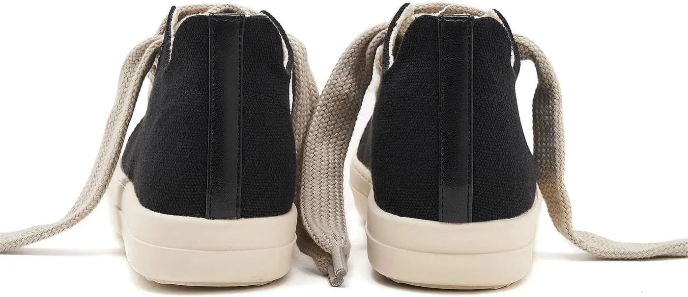 Low Top Sneakers for Women Jumbo Lace-Up Comfort Walking Shoes Wide Eyelets Trainers Casual Canvas Shoe