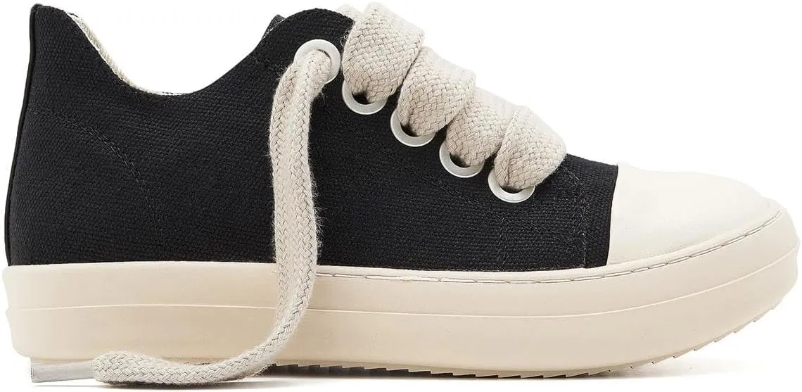 Low Top Sneakers for Women Jumbo Lace-Up Comfort Walking Shoes Wide Eyelets Trainers Casual Canvas Shoe