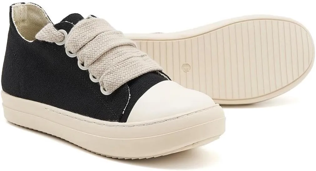 Low Top Sneakers for Women Jumbo Lace-Up Comfort Walking Shoes Wide Eyelets Trainers Casual Canvas Shoe
