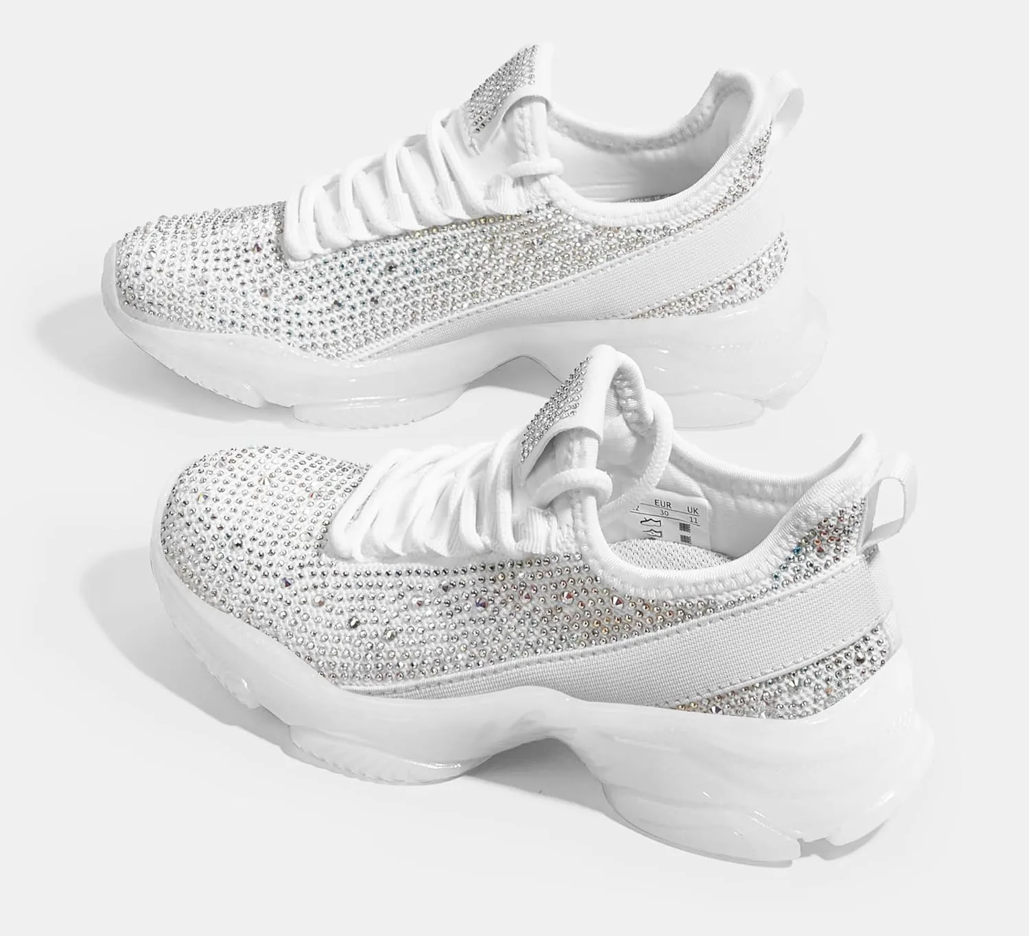 LUCKY STEP Girls Rhinestone Slip On Sneakers Kids Sparkly Lightweight Tennis School Knit Jelly Sole Glitter Walking Shoes Toddler