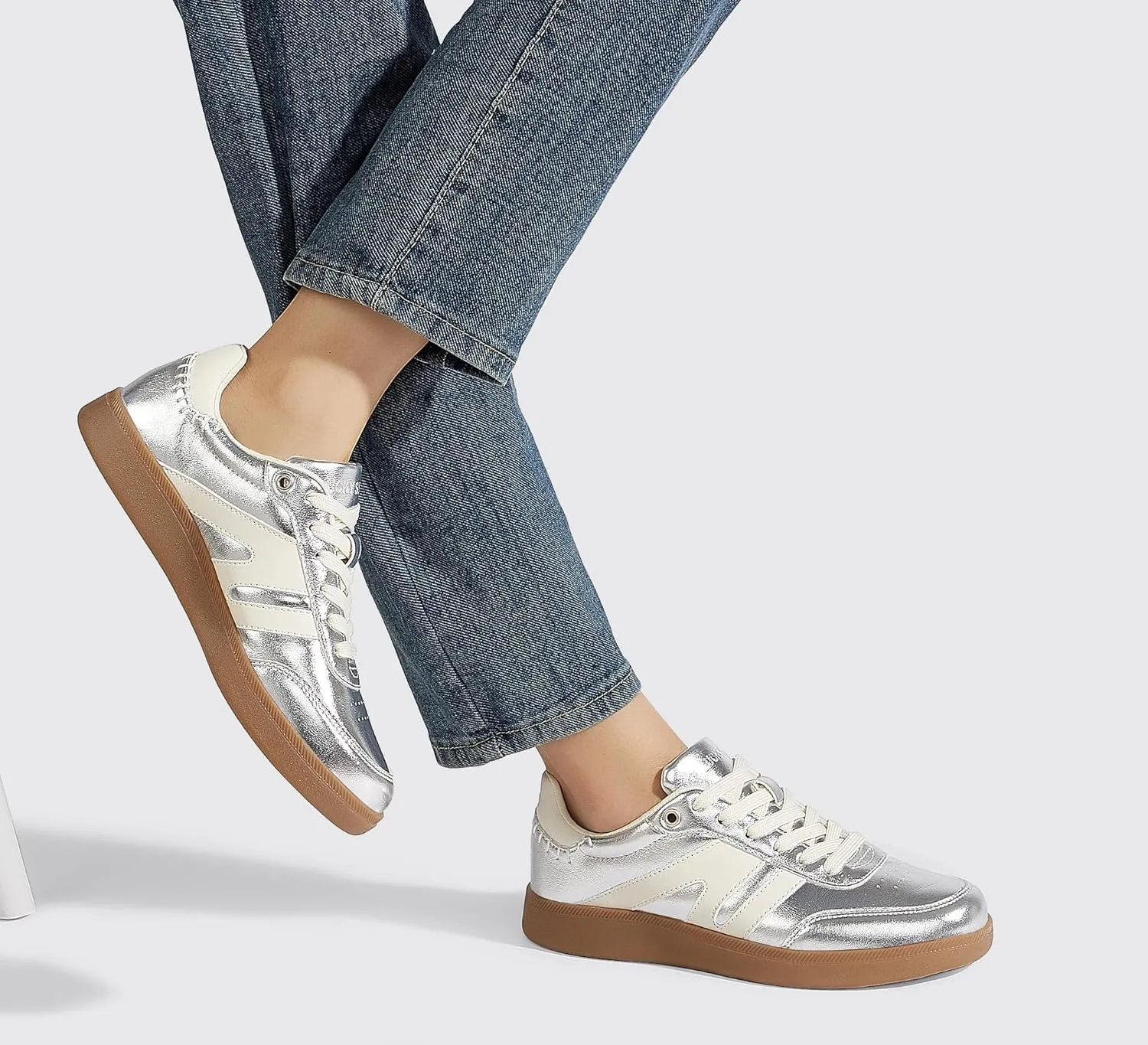 LUCKY STEP Women Classic Retro Gum Sole Fashion Sneakers Casual Tennis Skate Shoe Genuine Leather Walking Footwear Anti Slip Trainers