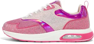 LUCKY STEP Women's Air Cushion Sneakers Rhinestone Fashion Running Gym Jogging Casual Sparkly Arch Support Walking Shoes