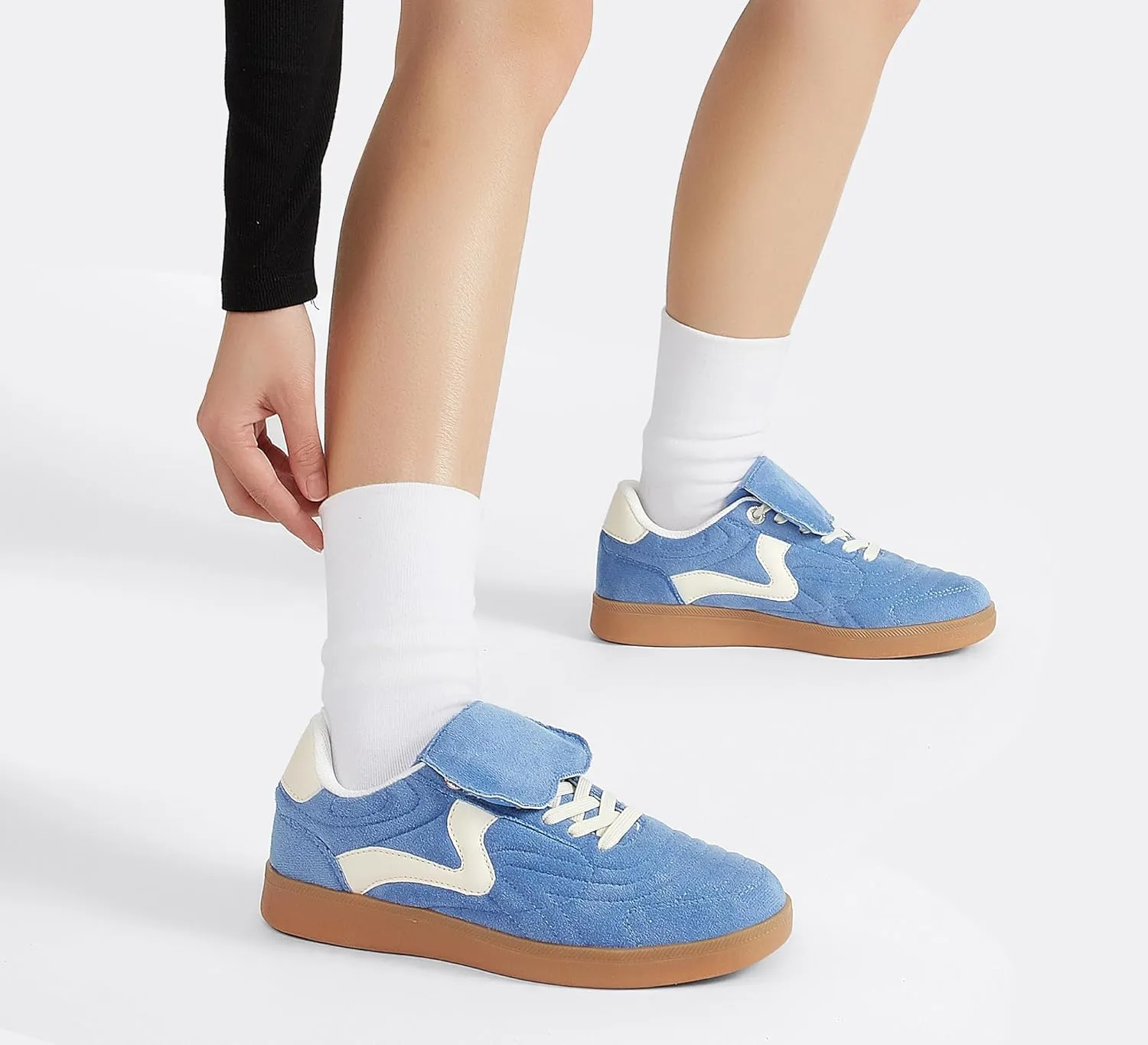 LUCKY STEP Women's Gum Sole Fashion Sneakers Classic Retro Fancy Casual Leisure Tennis Walking Skate Shoes