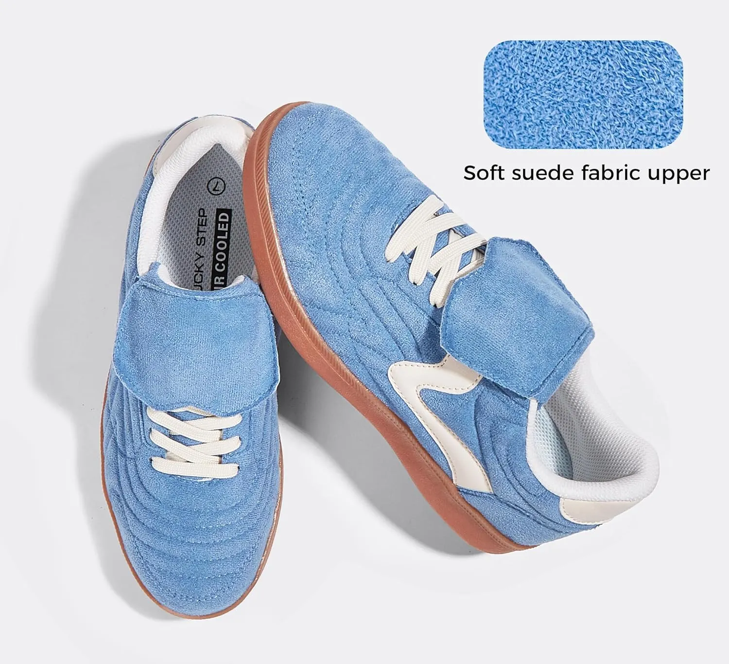LUCKY STEP Women's Gum Sole Fashion Sneakers Classic Retro Fancy Casual Leisure Tennis Walking Skate Shoes