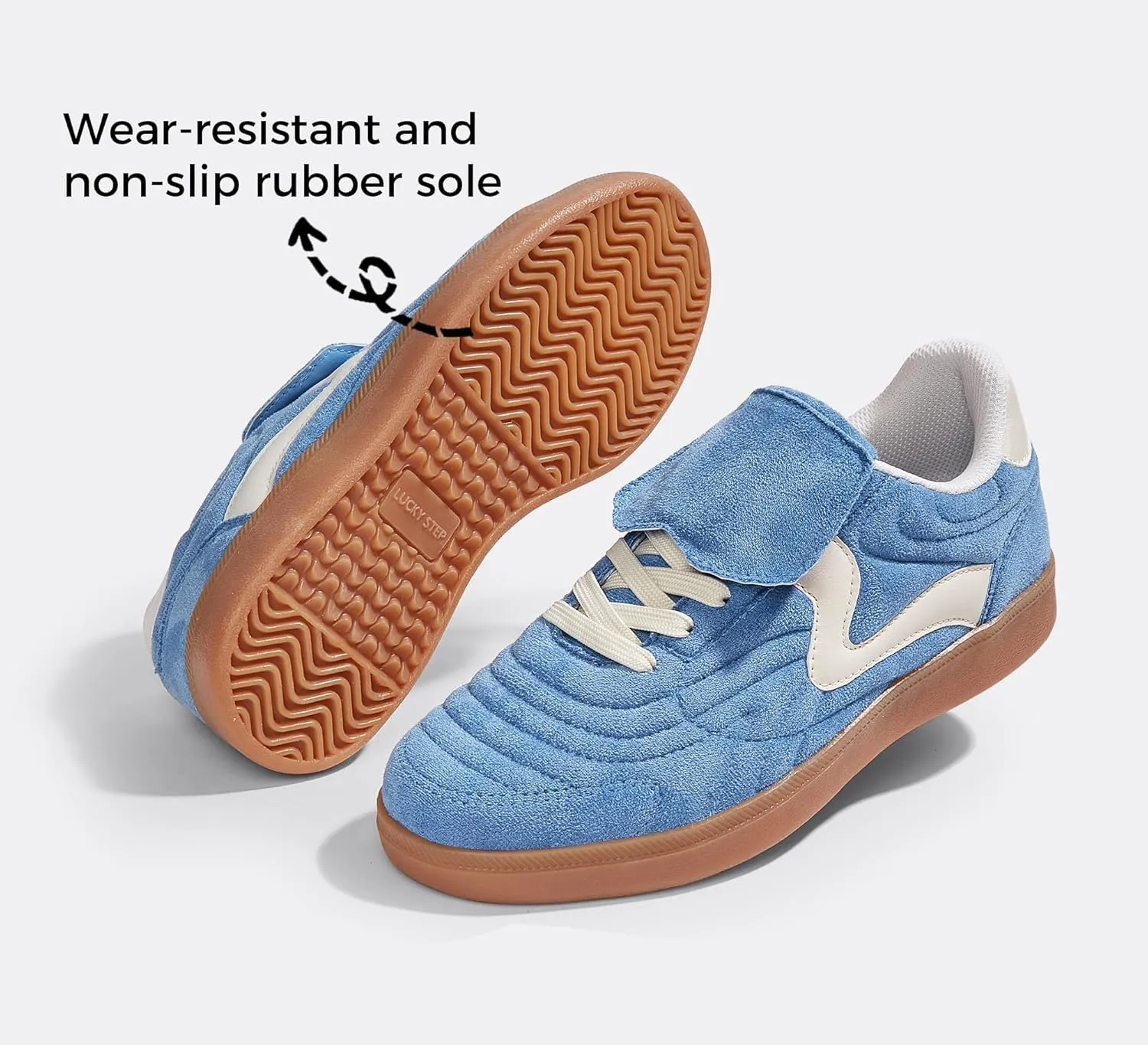 LUCKY STEP Women's Gum Sole Fashion Sneakers Classic Retro Fancy Casual Leisure Tennis Walking Skate Shoes