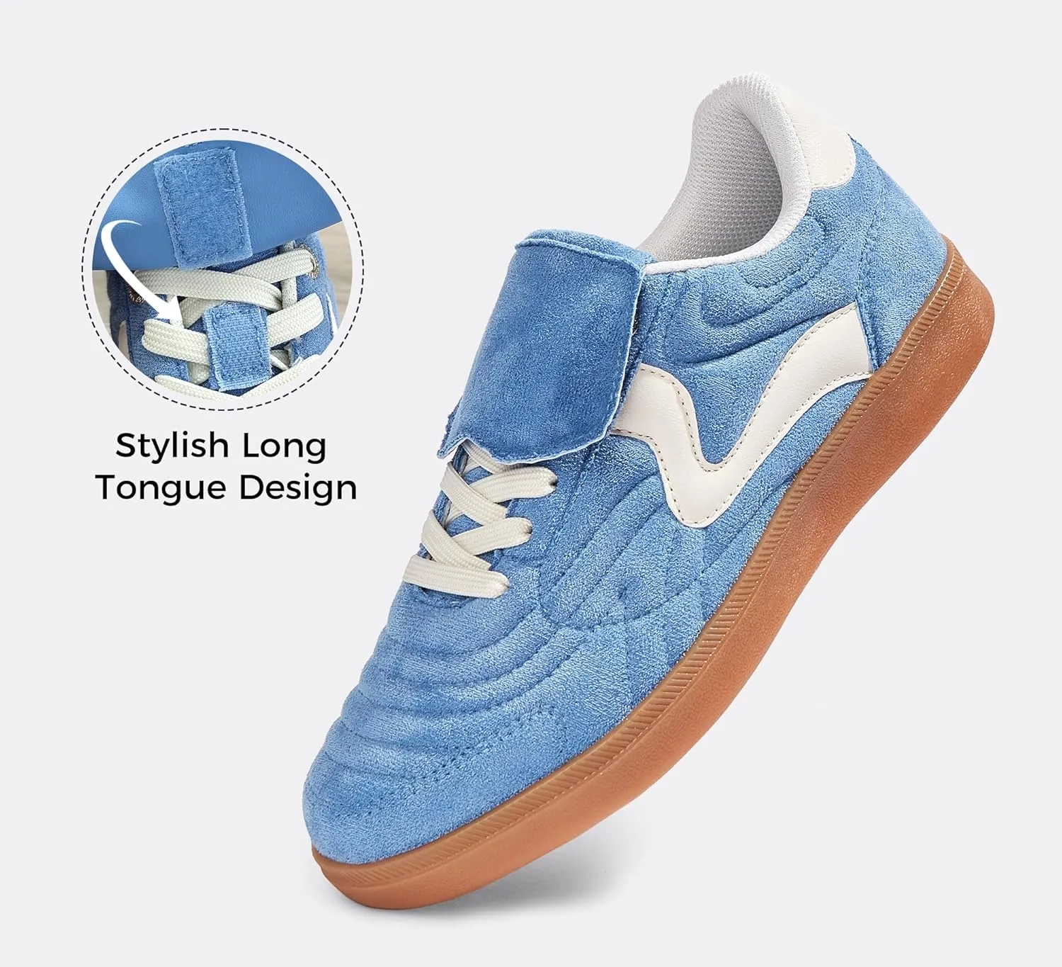 LUCKY STEP Women's Gum Sole Fashion Sneakers Classic Retro Fancy Casual Leisure Tennis Walking Skate Shoes