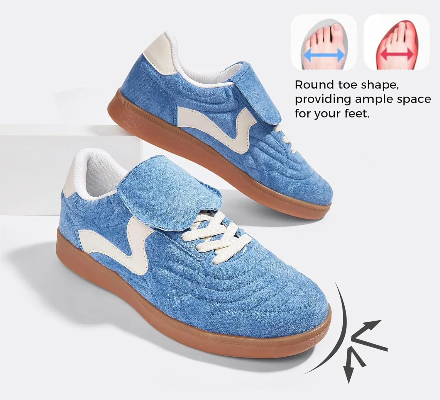 LUCKY STEP Women's Gum Sole Fashion Sneakers Classic Retro Fancy Casual Leisure Tennis Walking Skate Shoes