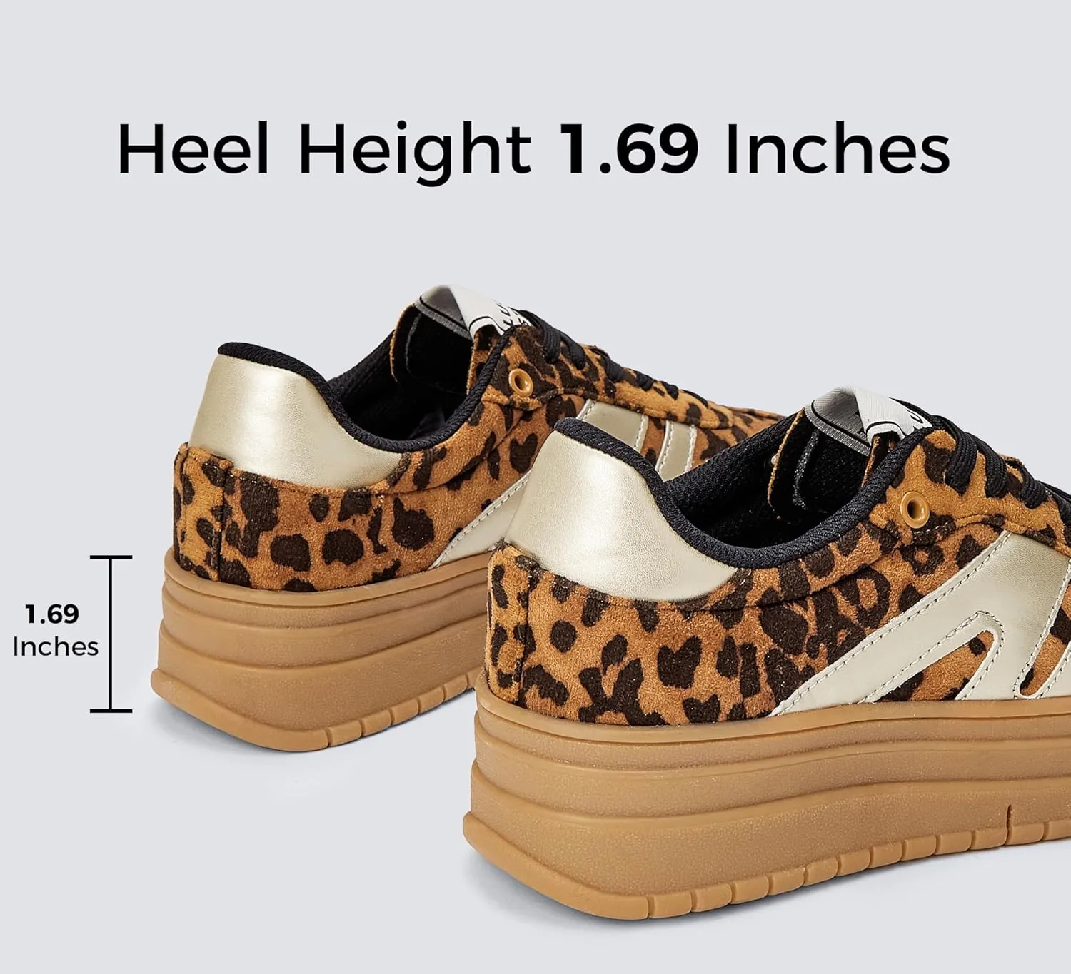 LUCKY STEP Women's Platform Gum Thick Sole Fashion Sneakers Classic Retro Rubber Low Top Casual Tennis Skate Walking Shoes