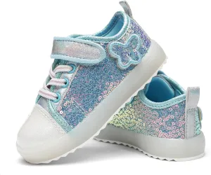 Luffymomo Girls Casual Sneakers Slip on Comfortable Walking Shoes Sparkle Glitter Fashion Sneakers (Toddler/Little Kids)