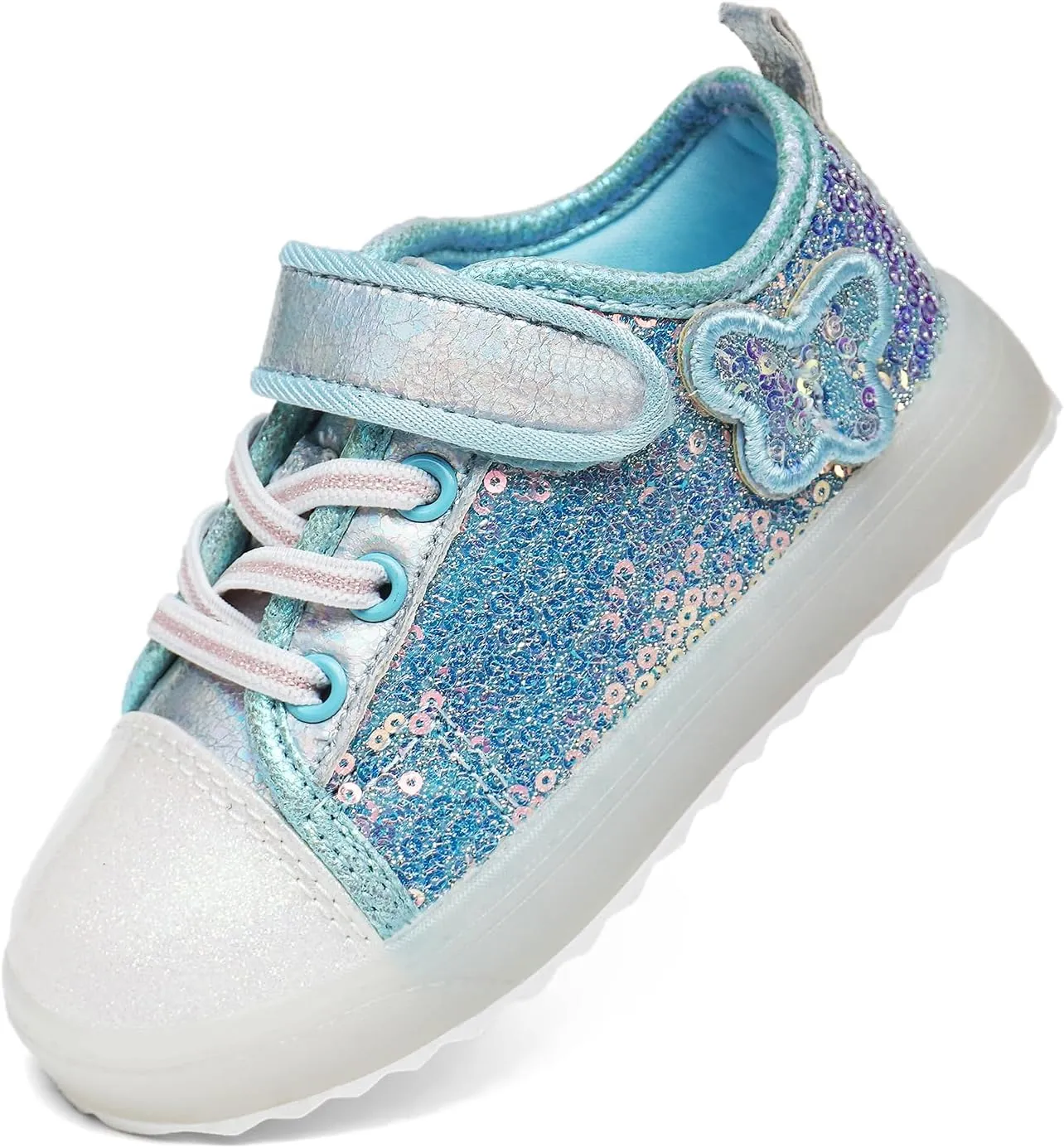 Luffymomo Girls Casual Sneakers Slip on Comfortable Walking Shoes Sparkle Glitter Fashion Sneakers (Toddler/Little Kids)