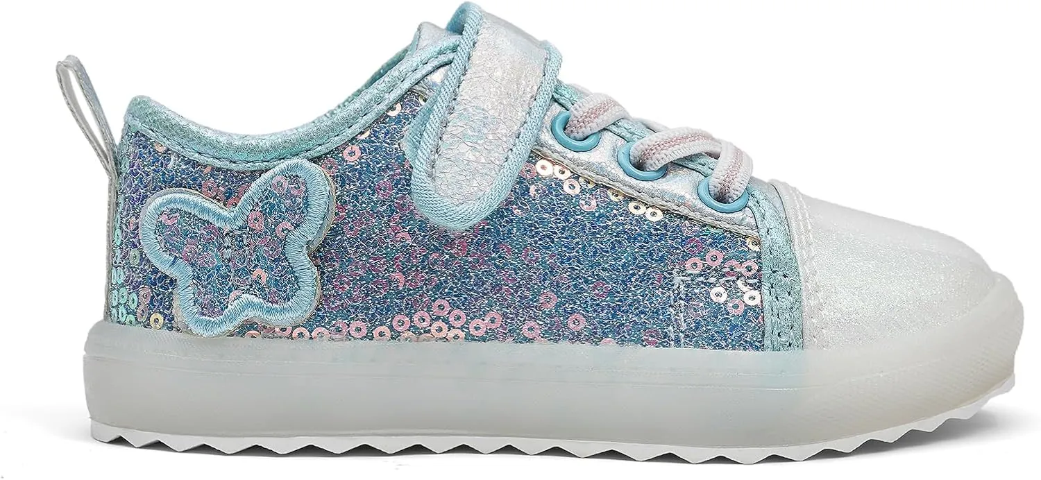 Luffymomo Girls Casual Sneakers Slip on Comfortable Walking Shoes Sparkle Glitter Fashion Sneakers (Toddler/Little Kids)