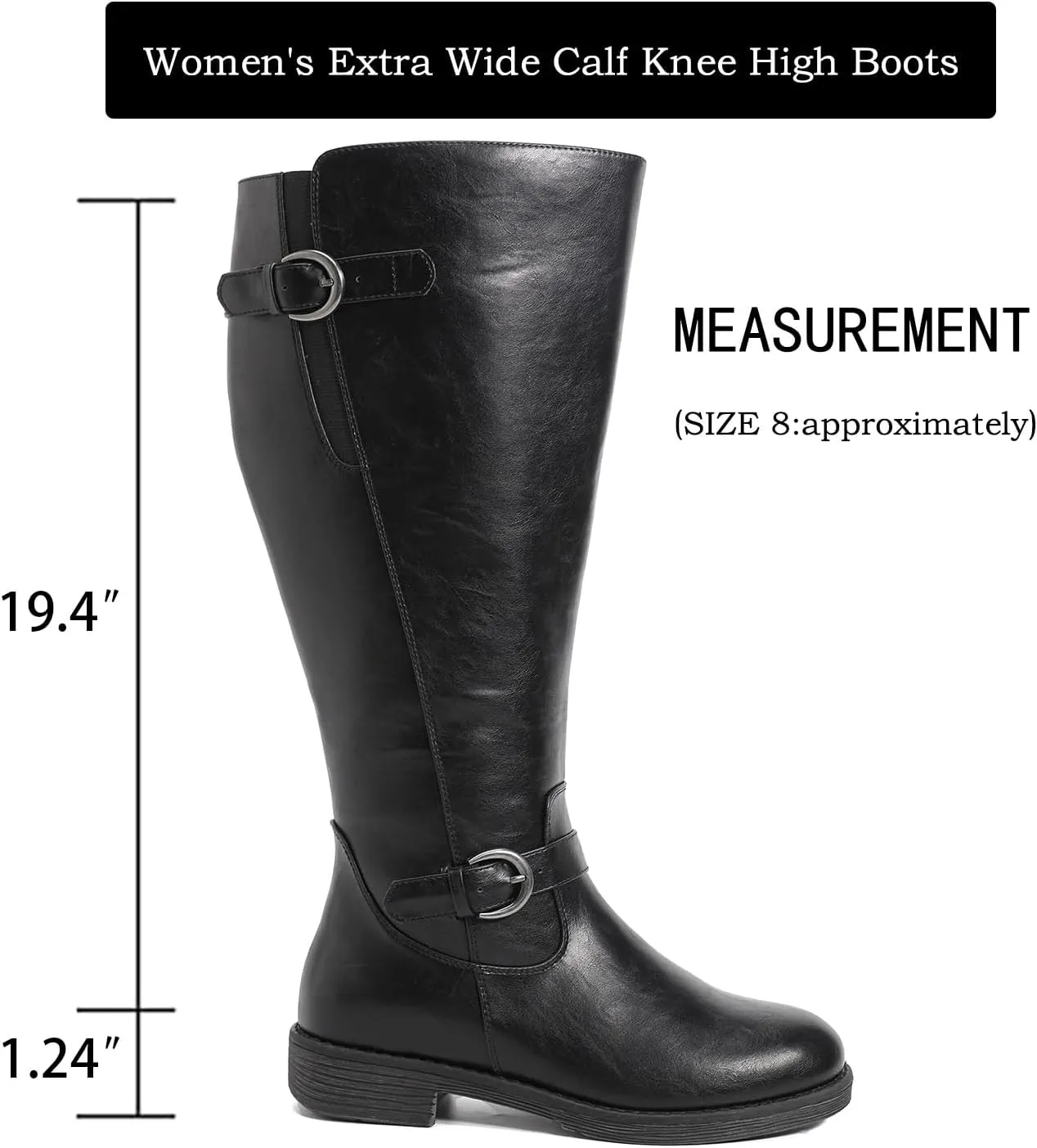 Luoika Women's Extra Wide Calf Cowboy Knee High Boots, Wide Width Cowgirl Slouchy Boots.