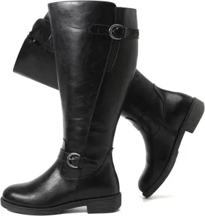 Luoika Women's Extra Wide Calf Cowboy Knee High Boots, Wide Width Cowgirl Slouchy Boots.