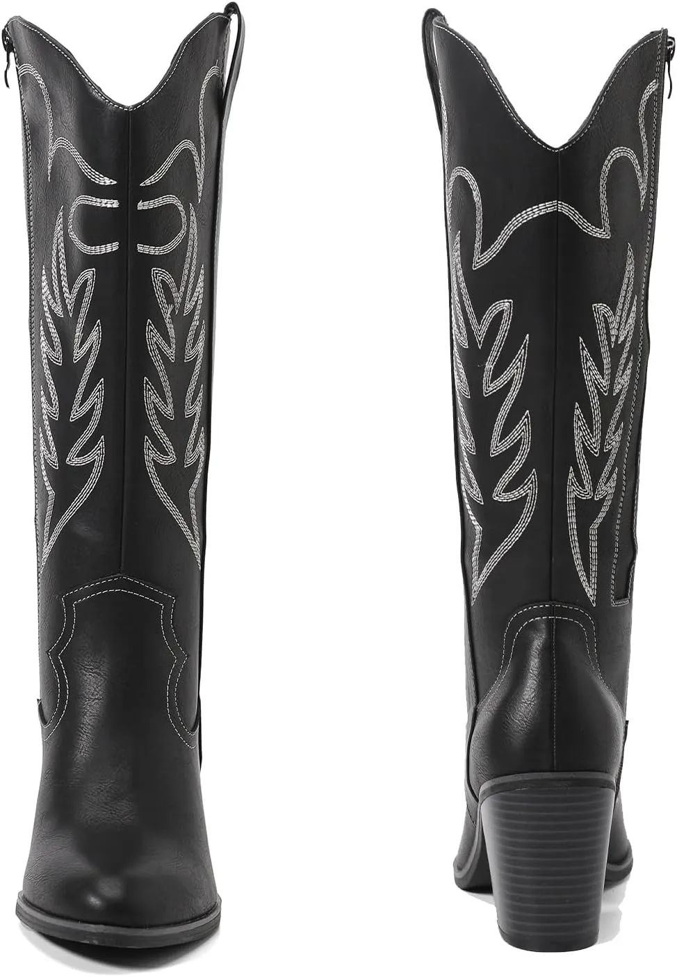 Luoika Women's Extra Wide Calf Cowboy Knee High Boots，Wide Width Cowgirl Boots Chunky Pump Heel Plus Size Western Tall Boots.