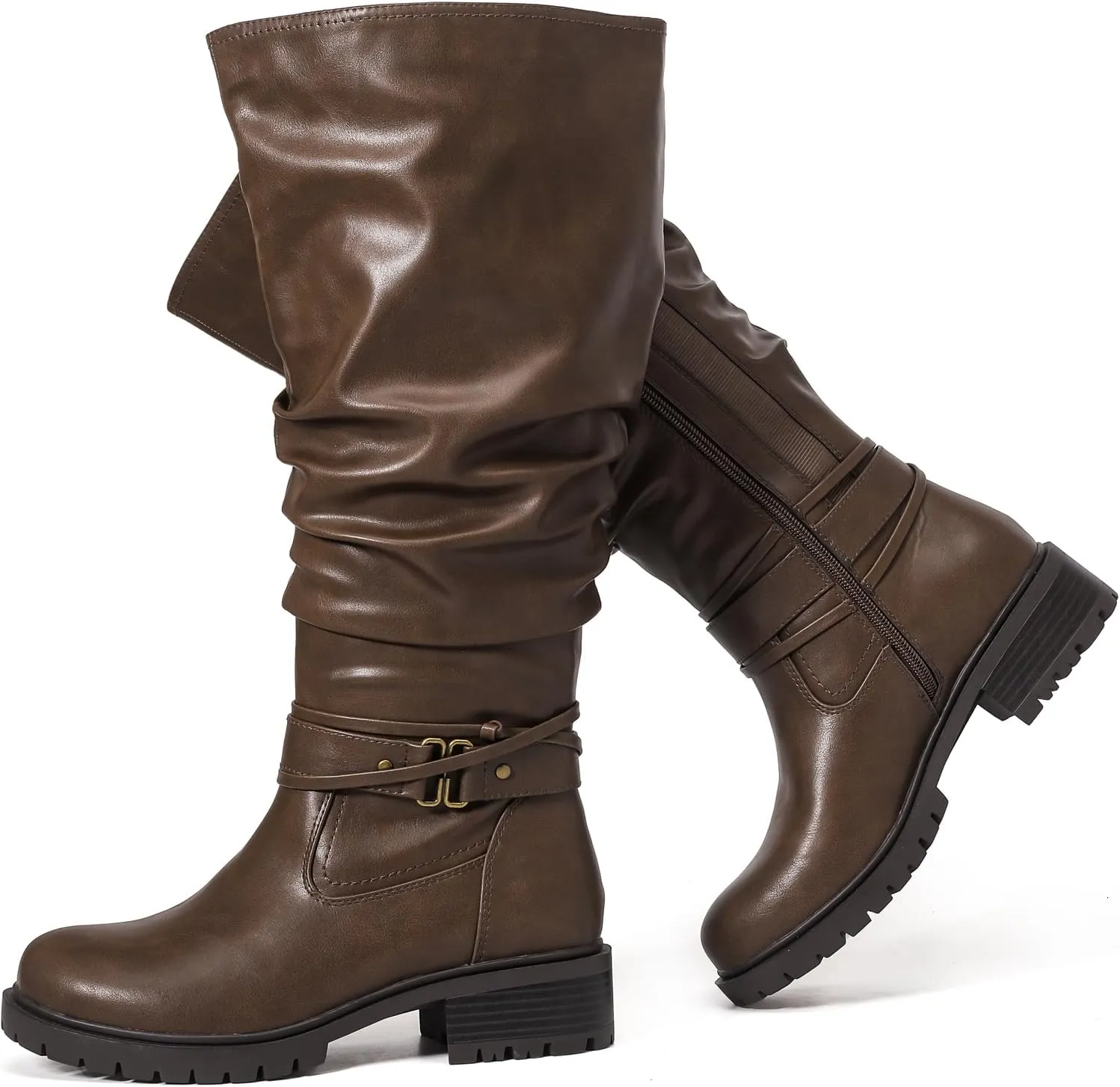 Luoika Women's Extra Wide Calf Knee High Boots, Plus Size Slouchy Knee-High Boots Wide Width Low Heel Winter Boots.