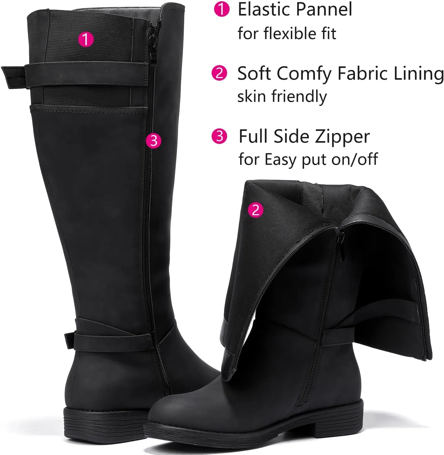 Luoika Women's Extra Wide Calf Knee High Boots, Plus Size Wide Width Knee-High Boots Winter Fall Low Heel Ridding Boots.