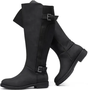 Luoika Women's Extra Wide Calf Knee High Boots, Plus Size Wide Width Knee-High Boots Winter Fall Low Heel Ridding Boots.