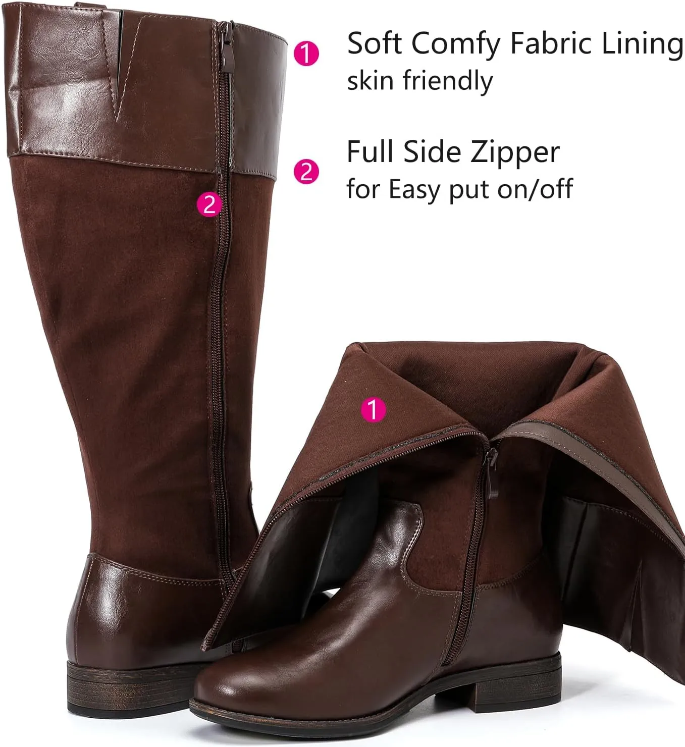 Luoika Women's Extra Wide Calf Knee High Boots, Plus Size Wide Width Knee-High Boots Winter Fall Low Heel Ridding Boots.